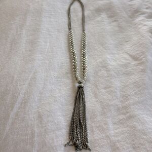 White House, Black market long necklace with pearls and silver accents
